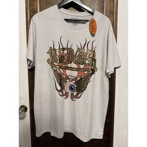 New Von Dutch Graphic Print Eyeball Logo Ivory T-Shirt Size XL Y2K
